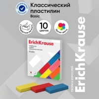 Пластилин 10 цветов, 160 г, ErichKrause Basic, в картонной упаковке Пластилин 10 цветов, 160 г, ErichKrause Basic, в картонной упаковке