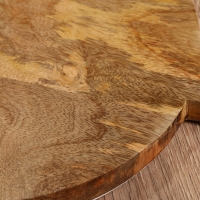 Доска разделочная круглая "Синие птицы" дерево манго 36х28 см