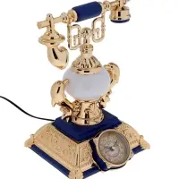 Часы-светильник "Ретро телефон", синий, с будильником, 28.5 х 18 х 18 см