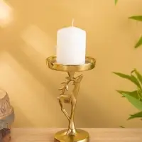 Подсвечник "Олененок" 10х10х17 см, алюминий, золотой