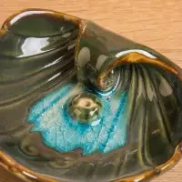 Подставка под благовония "Раковина с жемчужиной" керамика, цв. зелёный, 9х10,5х2 см