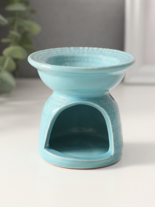 Аромалампа керамика "Геометрические узоры" нежно-голубая 7,5х7,5х6,5 см