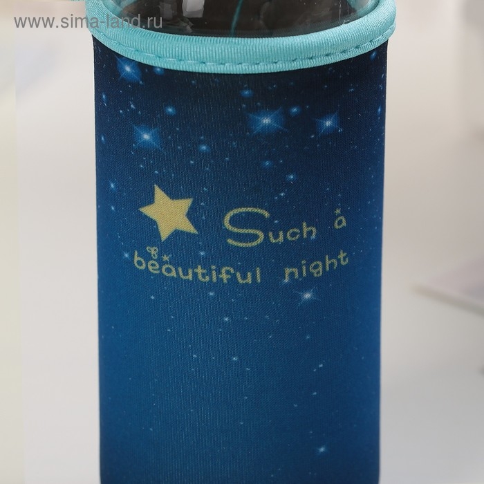 Бутылка для воды стеклянная в чехле «Звёздное небо», 300 мл, h=17 см, цвет МИКС Бутылка для воды стеклянная в чехле «Звёздное небо», 300 мл, h=17 см, цвет МИКС