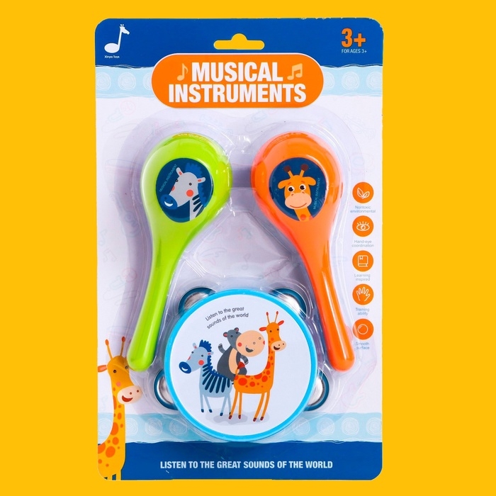 Набор музыкальных инструментов &laquo;Зверята&raquo;, 3 предмета