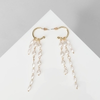 Серьги с жемчугом &laquo;Артемида&raquo; нити, цвет белый в золоте