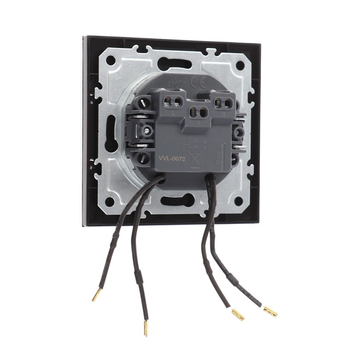 Выключатель TOT Matte Glass, 10 А, 2 кл., с подсветкой, скрытый, стекло, черный Выключатель TOT Matte Glass, 10 А, 2 кл., с подсветкой, скрытый, стекло, черный