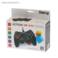 Геймпад Dialog Action GP-A13, проводной, вибрация, для PC, PS2/3, USB, черно-красный