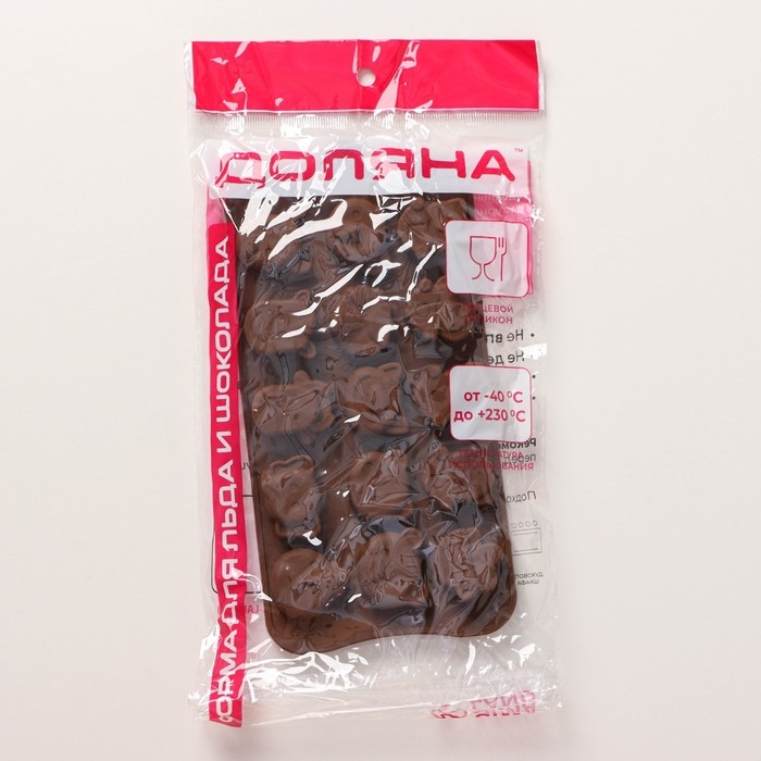 Форма для конфет и шоколада Доляна &laquo;Животные. Любовь&raquo;, силикон, 20,6&times;10,5&times;1,4 см, 15 ячеек, цвет коричневый