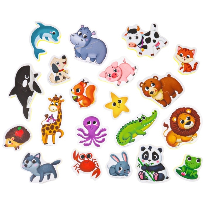 Мягкий пазл для малышей &laquo;Собираем животных&raquo;, 20 пазлов, 40 деталей, Крошка Я