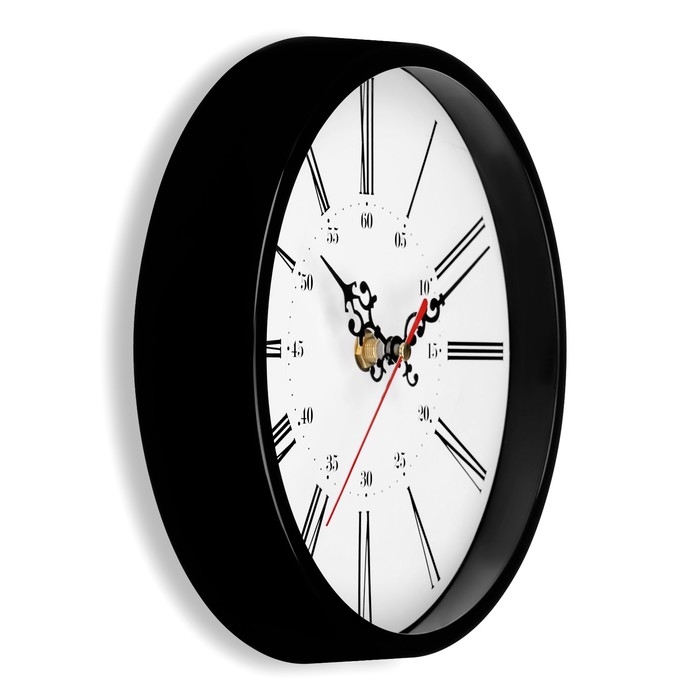 Часы настенные, d-20 см, интерьерные, Классика, "Римские цифры", бесшумные