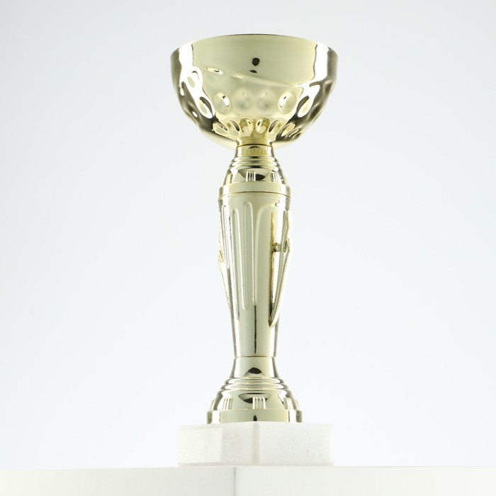 Кубок 107, наградная фигура, золото, подставка камень, 19 см
