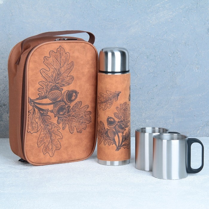 Набор &laquo;Листья&raquo;: термос 500 мл, кружка 2 шт