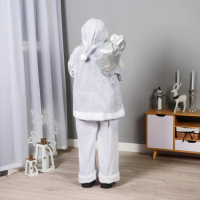 Дед Мороз "В белой шубе ромбик блеск, с фонариком и подарками" 45х150 см