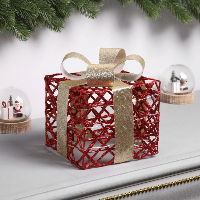 Фигура световая Фигура световая "Подарок красный", 17х15х15, 20 LED, AAx2 (не в компл.), Т/БЕЛЫЙ