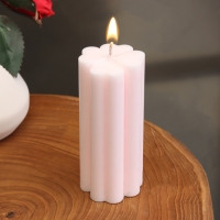 Свеча-цилиндр "Четырехлистник", 4,5х10,5 см, светло-розовая, 6 ч