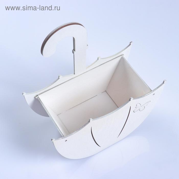 Кашпо деревянное "Зонтик с подвесом", белый, 19&times;9&times;21.5 см