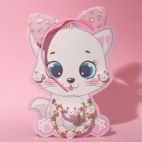 Набор детский &laquo;Выбражулька&raquo; 4 предмета: ободок, клипсы, бусы, браслет, кошечка, цвет МИКС