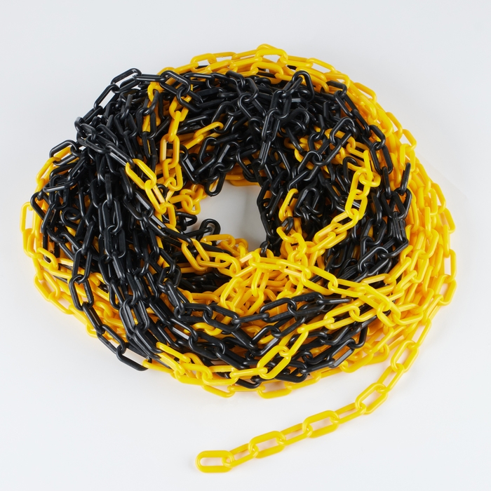 Цепь оградительная, черно-желтая, звено - 6мм, 30м