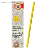 Карандаш незаточенный 4.3 мм, Koh-I-Noor 3263/4, по стеклу, металлу, пластику, жёлтый, L=175 мм