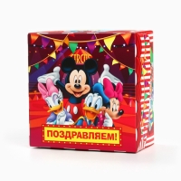 Коробка подарочная складная с 3Д &laquo;Поздравляем!&raquo;, Микки Маус, 15 х 15 х 7 см