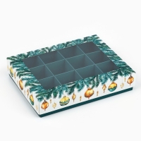 Коробка складная под 12 конфет «Ёлочные игрушки», 14.4 х 18.4 х 3.8 см, Новый год Коробка складная под 12 конфет «Ёлочные игрушки», 14.4 х 18.4 х 3.8 см, Новый год