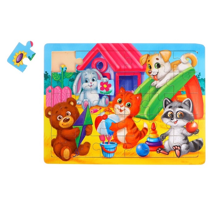 Пазл большой &laquo;Весёлые зверята&raquo;, 30 элементов, размер детали: 6 &times; 5 см