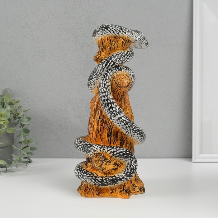 Новогодняя копилка Новогодняя копилка "Змея на пеньке" 33 х 14 х 15 см, черно-белый