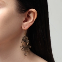 Серьги «Ажур» листья, цвет чёрный в чернёном золоте, 7,5 см Серьги «Ажур» листья, цвет чёрный в чернёном золоте, 7,5 см