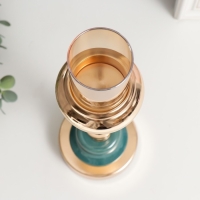 Подсвечник металл на 1 свечу "Стиляги" золото и сине-зелёный 32х10х10 см