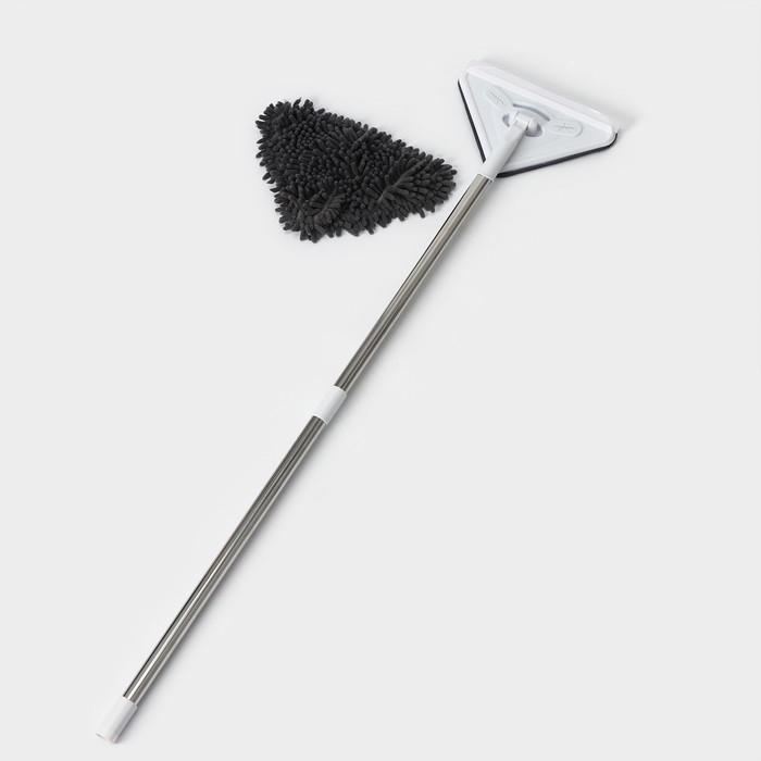 Окномойка с стальной ручкой и сгоном Raccoon, 25&times;17&times;105(148) см, 2 насадки из микрофибры