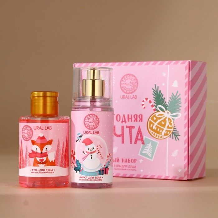 Подарочный набор косметики &laquo;Новогодняя почта&raquo;, гель для душа 100 мл и мист для тела 75 мл, Новый Год