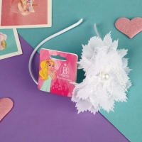 Ободок для волос "Фелиция" кружево бусинка, 0,5 см, белый Ободок для волос "Фелиция" кружево бусинка, 0,5 см, белый