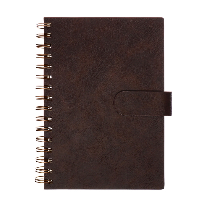 Органайзер на гребне, А5, 80л, клетка, обл.кожзам, с хлястиком, коричневый