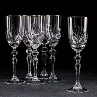 Набор бокалов хрустальных для вина &laquo;Цветок&raquo;, отводка золотом, 160 мл, 6 шт