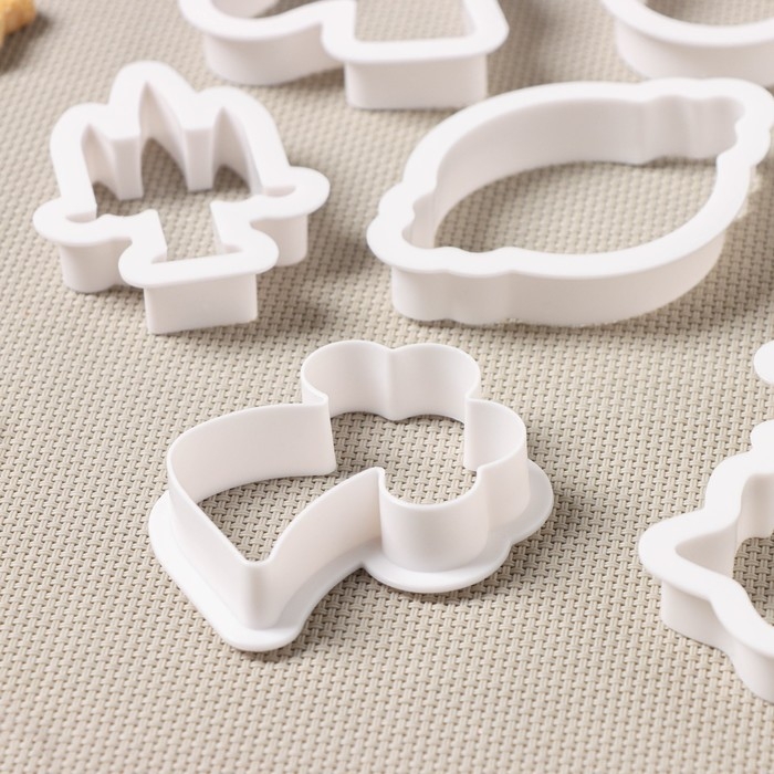 Набор форм для печенья Доляна &laquo;Праздник единорога&raquo;, 8 предметов, 9&times;6&times;1,5 см, цвет белый
