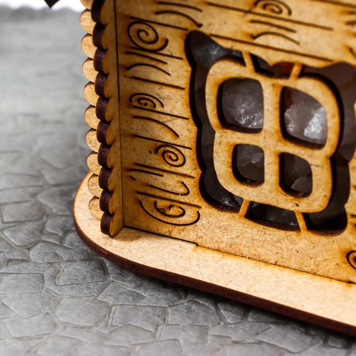 Соляной светильник с диммером Соляной светильник с диммером "Домик" деревянный, 1х15Вт Е14, 1-1,3 кг, 16х16х16см