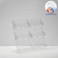 Подставка для визиток, 6 мест, 19&times;19&times;9,5 см, оргстекло 2мм, цвет прозрачный В ЗАЩИТНОЙ ПЛЁНКЕ