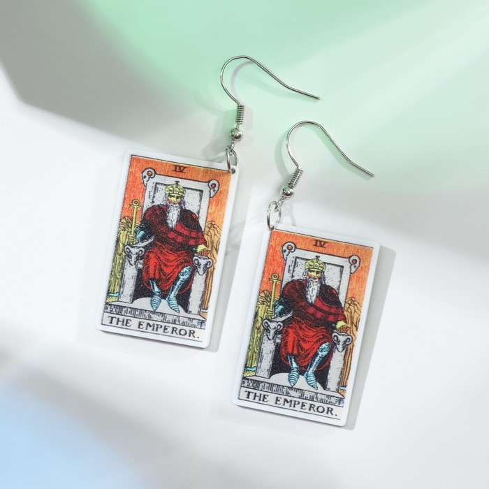 Серьги акрил &laquo;Таро&raquo; император, цветные в серебре