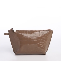 Сумка женская на молнии, с косметичкой, цвет капучино