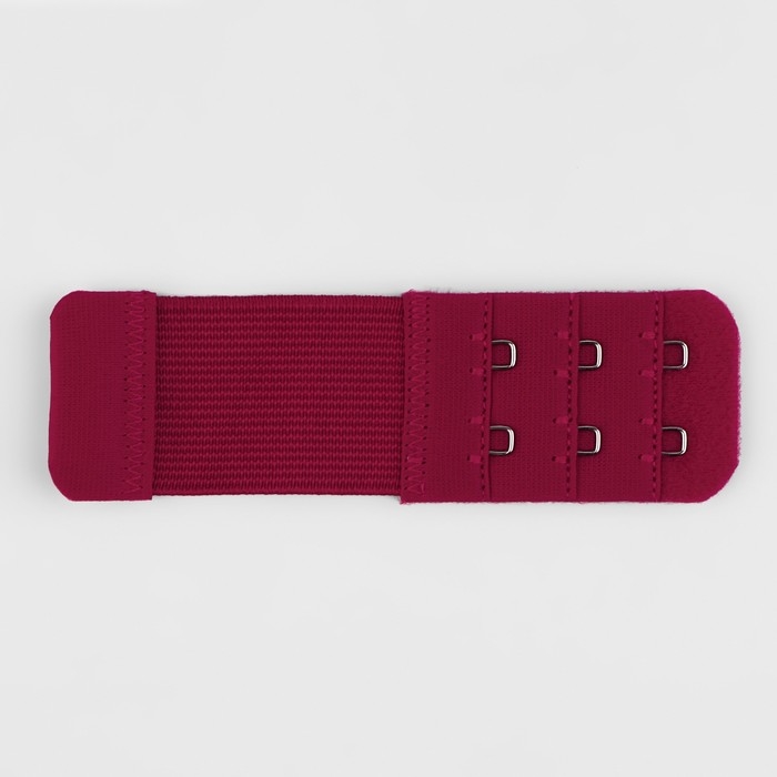 Застёжка-удлинитель для бюстгальтера, 3 ряда 2 крючка, 3,2 &times; 10,5 см, 5 шт, цвет бордовый