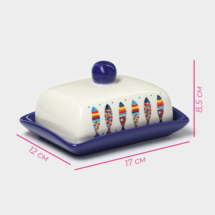 Маслёнка Доляна &laquo;Емеля&raquo;, 17&times;12&times;8,5 см, цвет белый
