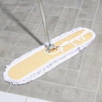 Швабра для мытья пола плоская Доляна, стальная ручка 125 см, широкая х/б насадка 78,5&times;18,5 см