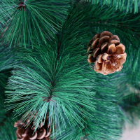 Кедр зеленый шишки 180 см, d игл 10 см, d нижнего яруса 100 см, 235 веток, металл подставка