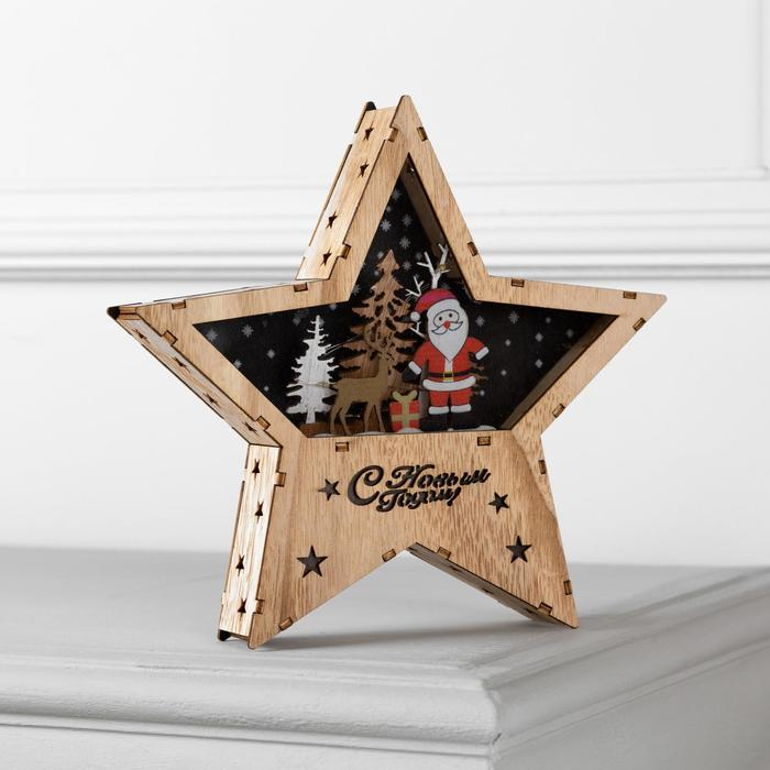 Светодиодная фигура «Дед Мороз с оленем» 22 × 22 × 4 см, дерево, батарейки АААх2 (не в комплекте), свечение тёплое белое Светодиодная фигура «Дед Мороз с оленем» 22 × 22 × 4 см, дерево, батарейки АААх2 (не в комплекте), свечение тёплое белое