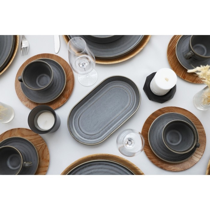 Блюдо фарфоровое овальное Magistro Urban, 450 мл, 24&times;13,7&times;2,7 см, цвет серый