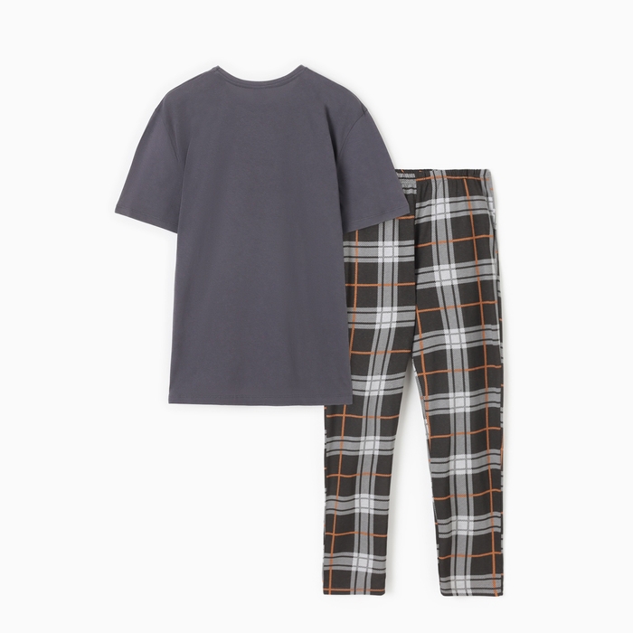 Пижама мужская (футболка/брюки), цвет тёмно-серый, размер 48 Пижама мужская (футболка/брюки), цвет тёмно-серый, размер 48