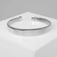 Чокер &laquo;Рельеф&raquo; широкий, 2 см, цвет серебро, 13,5 см