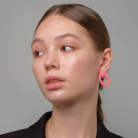 Серьги металл &laquo;Боттега&raquo; два овала, цвет розовый