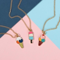 Кулоны &laquo;Неразлучники&raquo; виды мороженого, цветные в золоте, 45 см