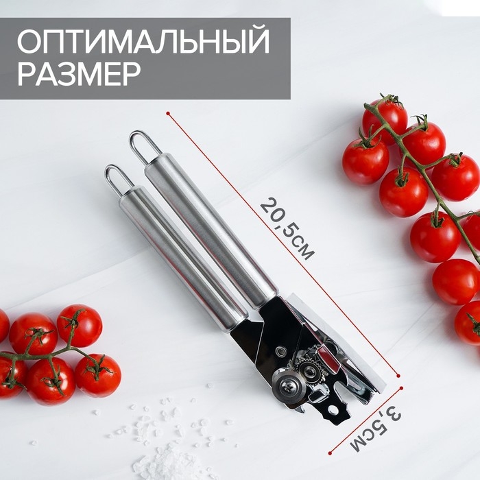 Консервный нож Доляна &laquo;Металлик&raquo;, 20,5 см, цвет серебристый